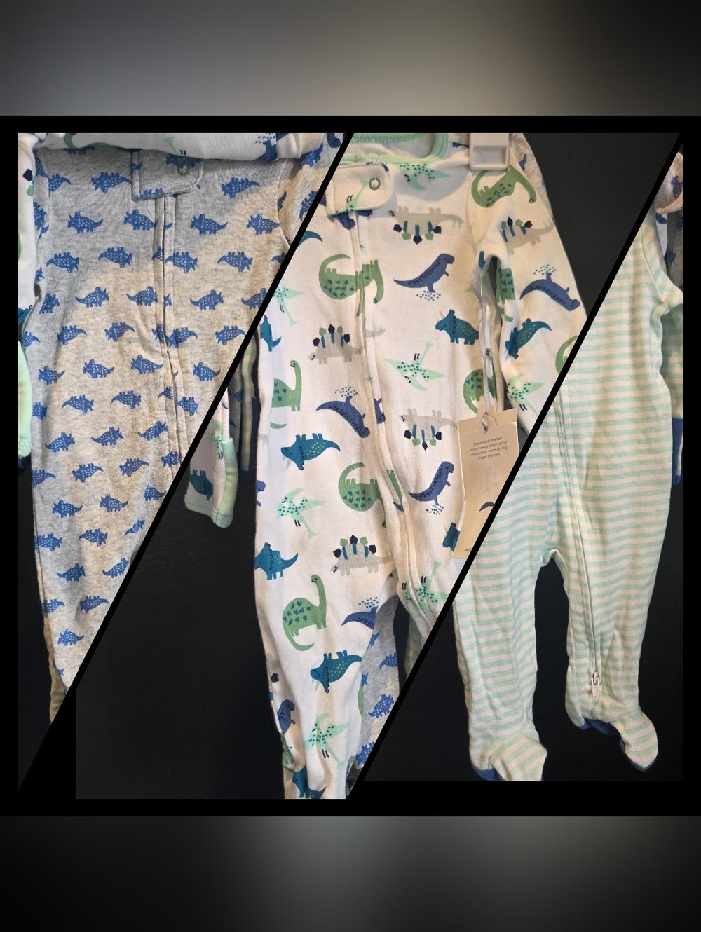 3 Pack Of Footie Pajamas Dinosaurs 0-3 Months NWT